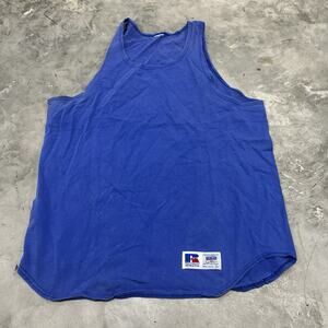 Vintage Russell Athletic 100% High Cotton Made In USA Tank Top Large Blank 90s